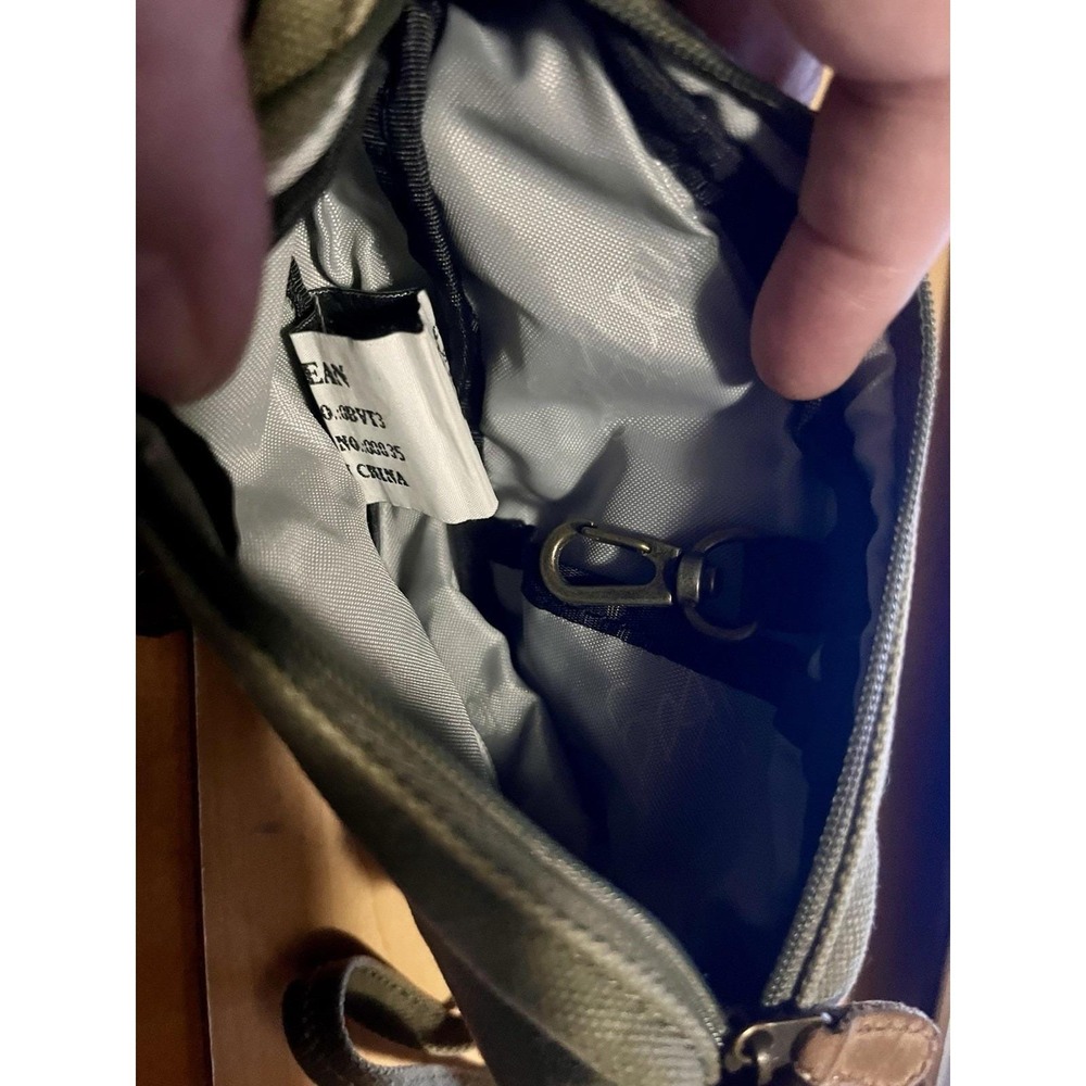 90s LL Bean AmeriBag Healthy Back Bag Sling MINI Olive Green Crossbody Travel - Picture 3 of 12